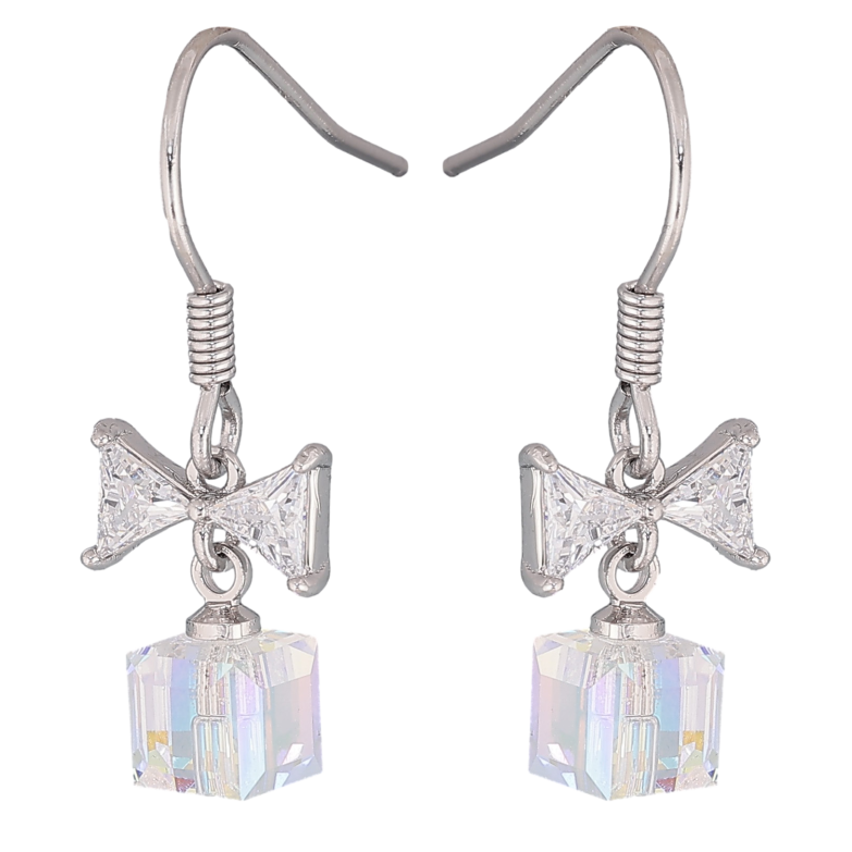 Серьги Xuping цвет Родий с кристаллами Swarovski французский замок "Кристальные кубики Shimmer с бантами" фото №21 Серьги Xuping цвет Родий с кристаллами Swarovski французский замок "Кристальные кубики Shimmer с бантами" фото №21