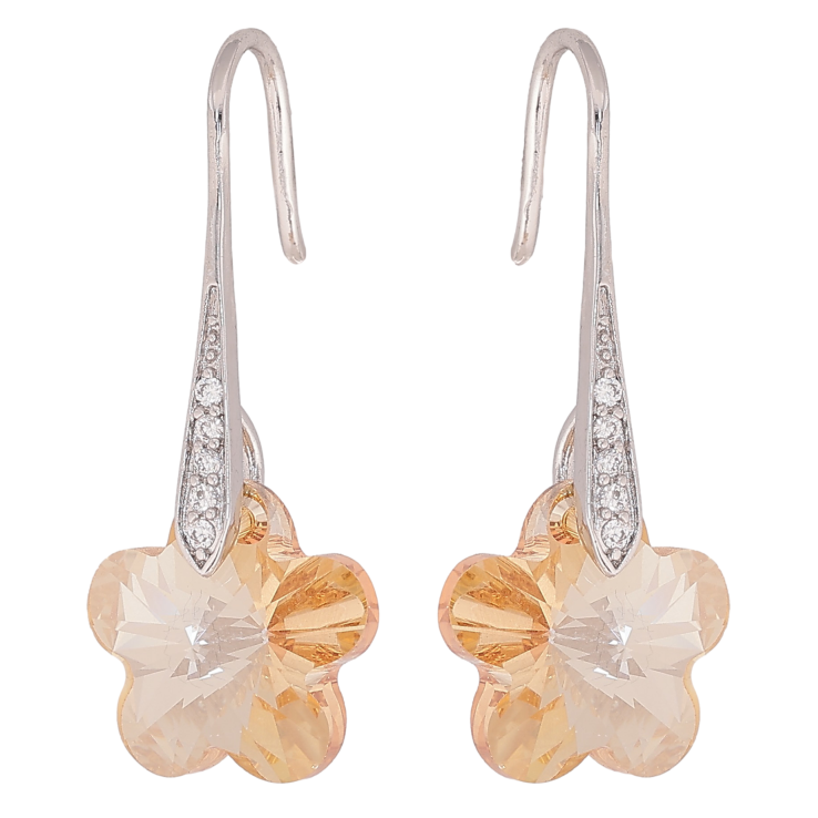 Сережки Xuping колір Родій з кристалами Swarovski французький замок "Кристальні квіточки Golden Shadow" фото №19 Сережки Xuping колір Родій з кристалами Swarovski французький замок "Кристальні квіточки Golden Shadow" фото №19