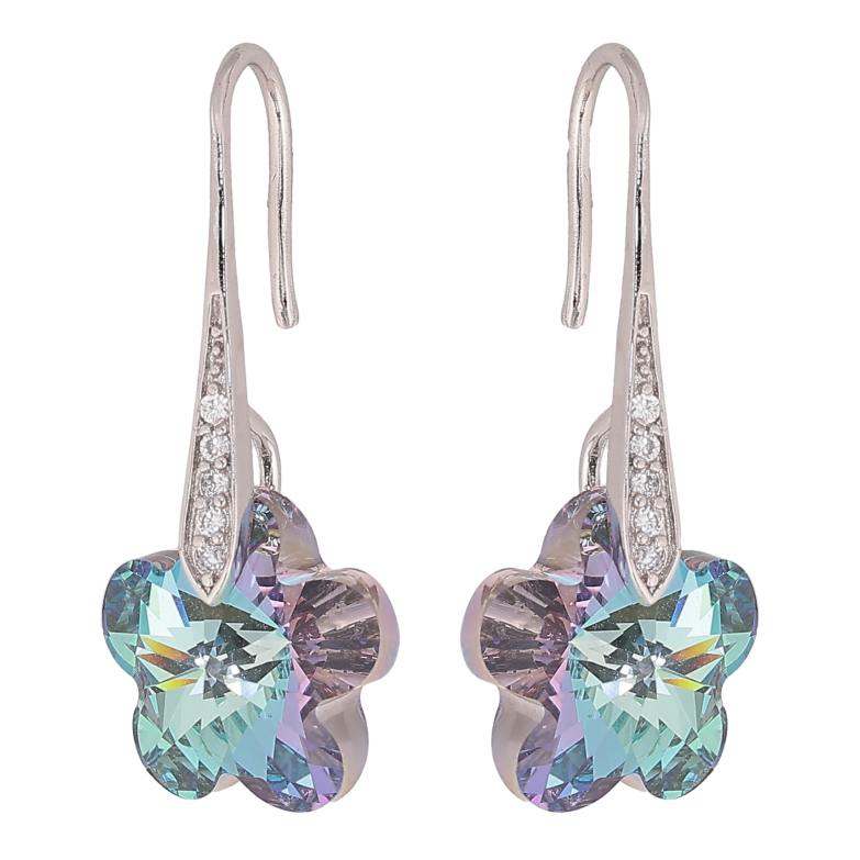 Сережки Xuping колір Родій з кристалами Swarovski французький замок "Кристальні квіточки Paradise Shine" фото №1 Сережки Xuping колір Родій з кристалами Swarovski французький замок "Кристальні квіточки Paradise Shine" фото №1