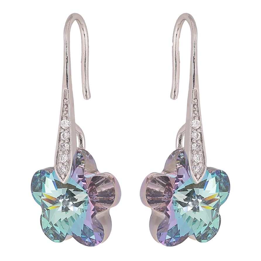 Сережки Xuping колір Родій з кристалами Swarovski французький замок "Кристальні квіточки Paradise Shine" фото №1