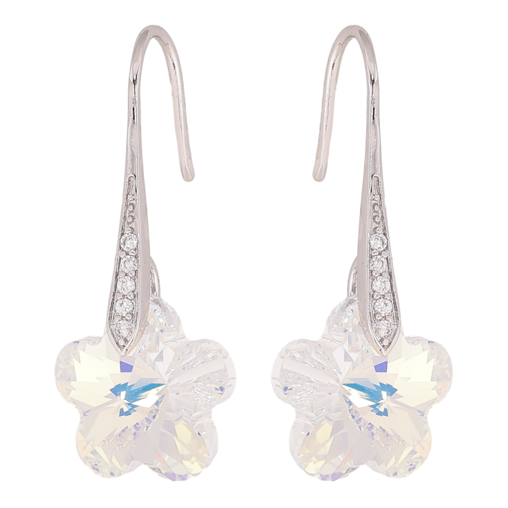 Сережки Xuping колір Родій з кристалами Swarovski французький замок "Кристальні квіточки Shimmer" фото №21 Сережки Xuping колір Родій з кристалами Swarovski французький замок "Кристальні квіточки Shimmer" фото №21