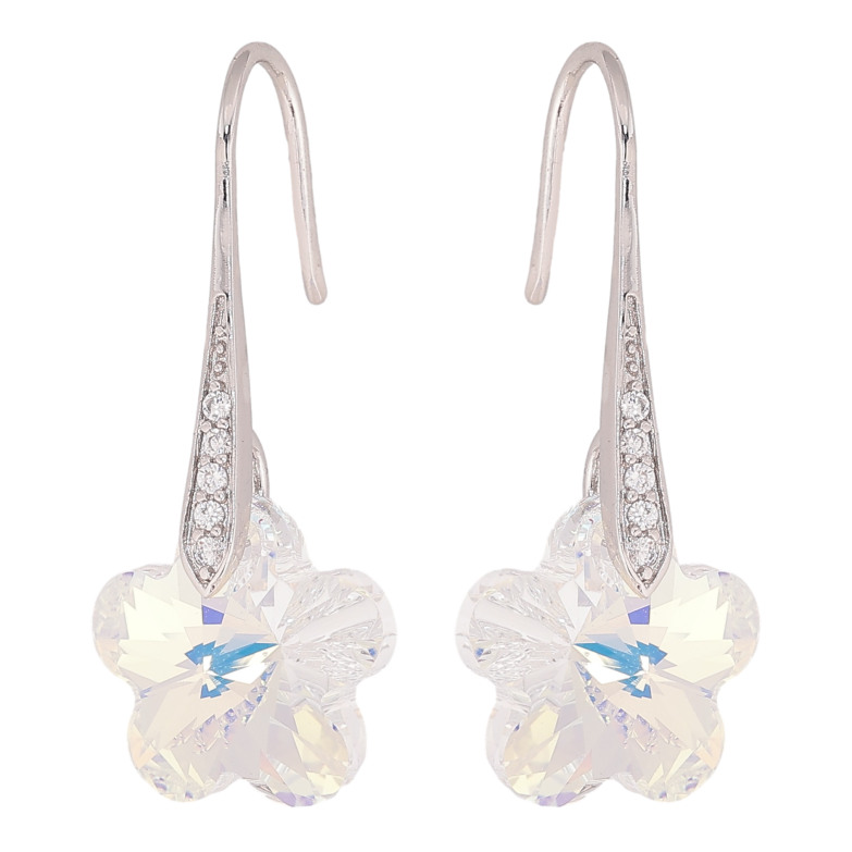 Сережки Xuping колір Родій з кристалами Swarovski французький замок "Кристальні квіточки Shimmer" фото №1