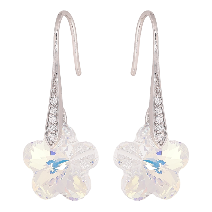 Сережки Xuping колір Родій з кристалами Swarovski французький замок "Кристальні квіточки Shimmer" фото №1