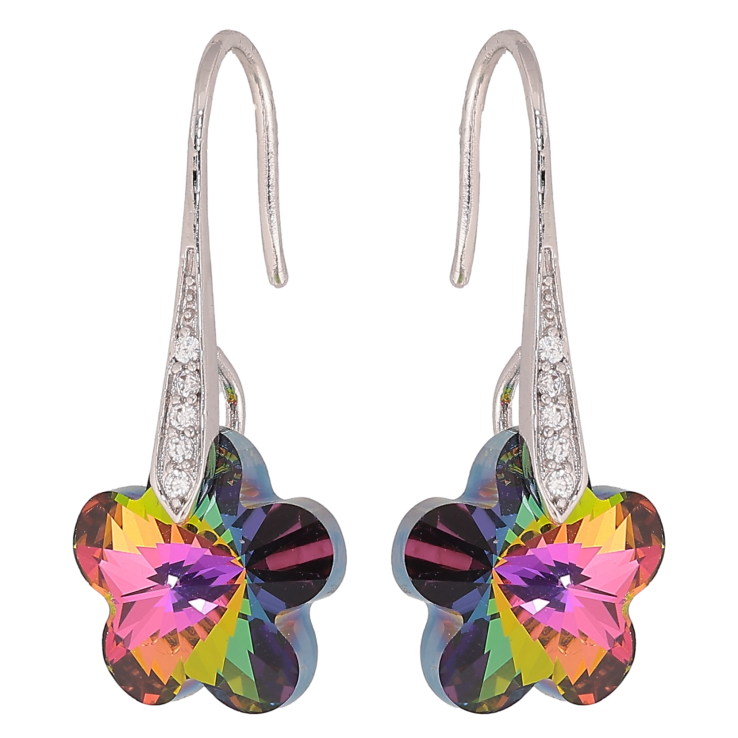 Сережки Xuping колір Родій з кристалами Swarovski французький замок "Кристальні квіточки Vitrail Medium" фото №20 Сережки Xuping колір Родій з кристалами Swarovski французький замок "Кристальні квіточки Vitrail Medium" фото №20