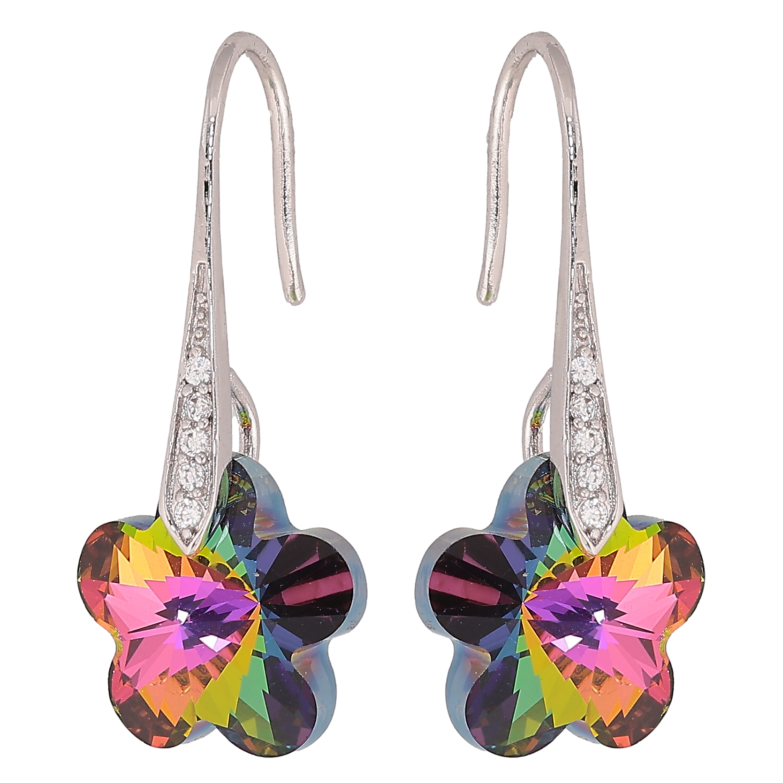 Сережки Xuping колір Родій з кристалами Swarovski французький замок "Кристальні квіточки Vitrail Medium" фото №1 Сережки Xuping колір Родій з кристалами Swarovski французький замок "Кристальні квіточки Vitrail Medium" фото №1