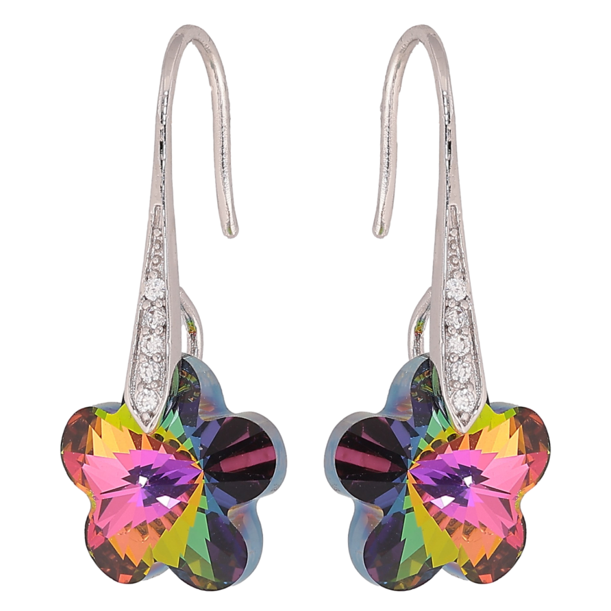 Сережки Xuping колір Родій з кристалами Swarovski французький замок "Кристальні квіточки Vitrail Medium" фото №1 Сережки Xuping колір Родій з кристалами Swarovski французький замок "Кристальні квіточки Vitrail Medium" фото №1