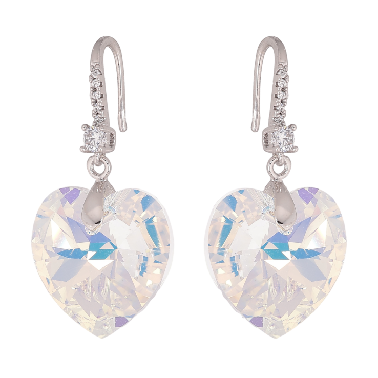 Сережки Xuping колір Родій з кристалами Swarovski французький замок "Кристальні серця Shimmer" фото №1