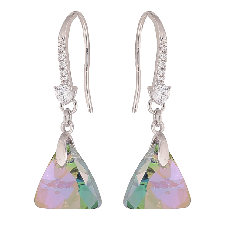 Сережки Xuping колір Родій з кристалами Swarovski французький замок "Кристальні трикутники Vitrail Light" фото №25 Сережки Xuping колір Родій з кристалами Swarovski французький замок "Кристальні трикутники Vitrail Light" фото №25