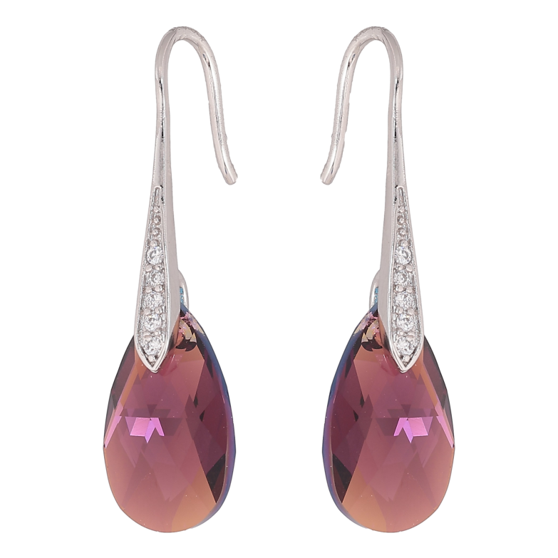 Серьги Xuping цвет Родий с кристаллами Swarovski французский замок "Кристаллы Burgundy" фото №1