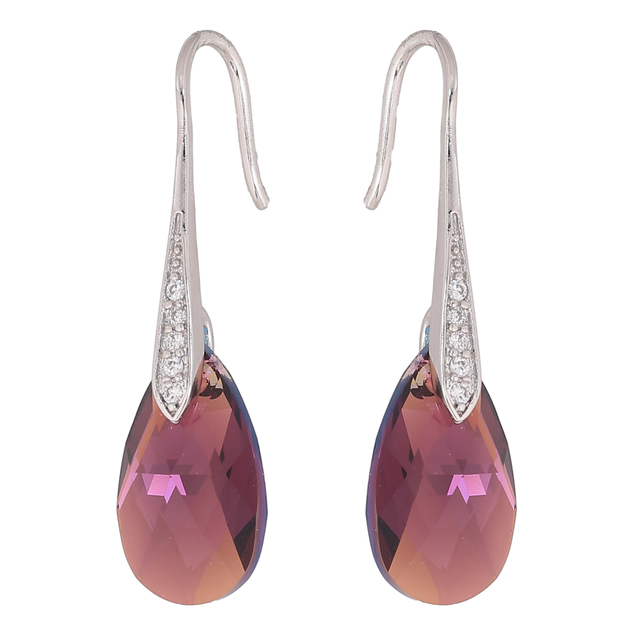Сережки Xuping колір Родій з кристалами Swarovski французький замок "Кристали Burgundy" фото №1