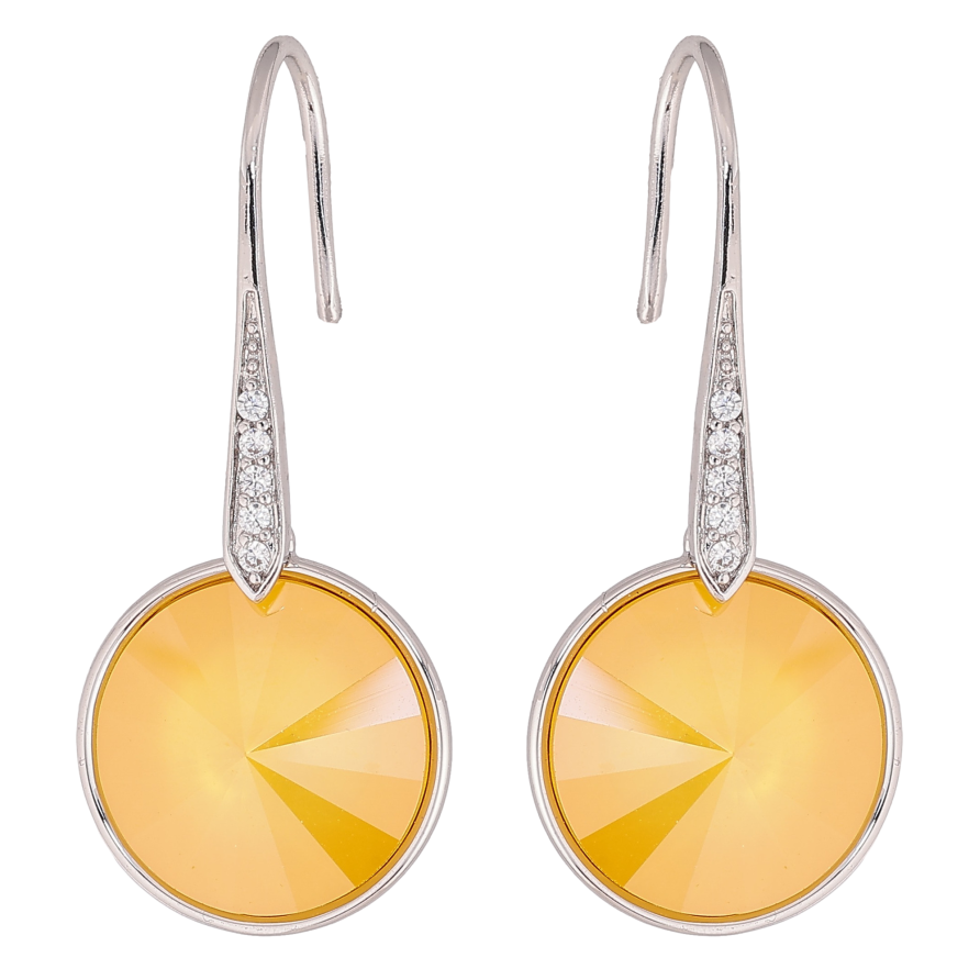 Сережки Xuping колір Родій з кристалами Swarovski французький замок "Кристали Buttercup" фото №1 Сережки Xuping колір Родій з кристалами Swarovski французький замок "Кристали Buttercup" фото №1