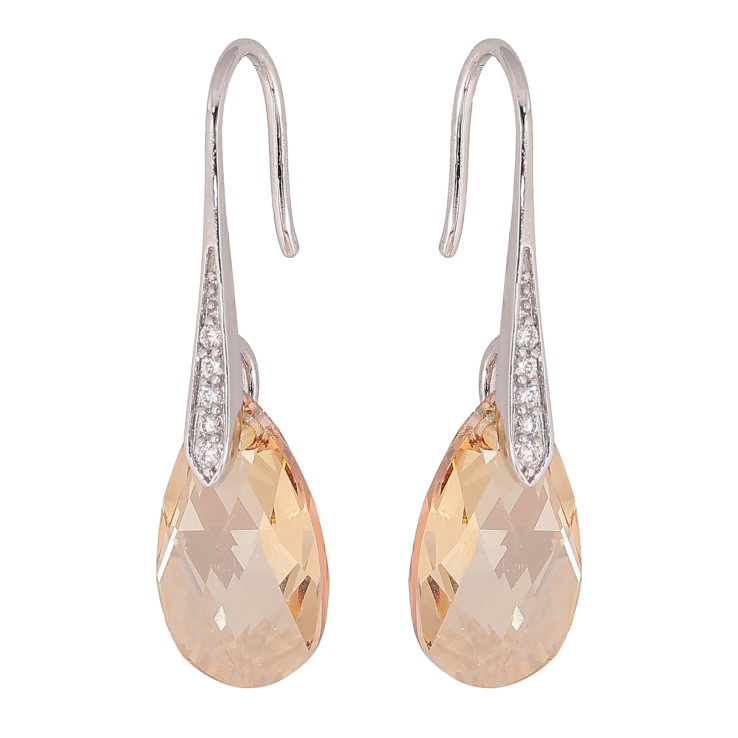 Сережки Xuping колір Родій з кристалами Swarovski французький замок «Кристали Golden Shadow» фото №23 Сережки Xuping колір Родій з кристалами Swarovski французький замок «Кристали Golden Shadow» фото №23