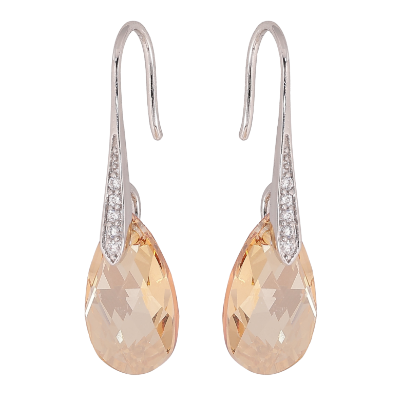 Сережки Xuping колір Родій з кристалами Swarovski французький замок «Кристали Golden Shadow» фото №1 Сережки Xuping колір Родій з кристалами Swarovski французький замок «Кристали Golden Shadow» фото №1