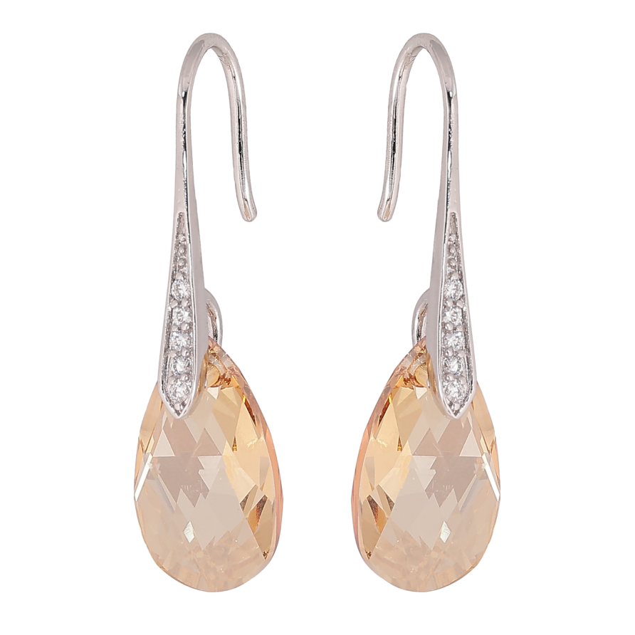 Сережки Xuping колір Родій з кристалами Swarovski французький замок «Кристали Golden Shadow» фото №1 Сережки Xuping колір Родій з кристалами Swarovski французький замок «Кристали Golden Shadow» фото №1