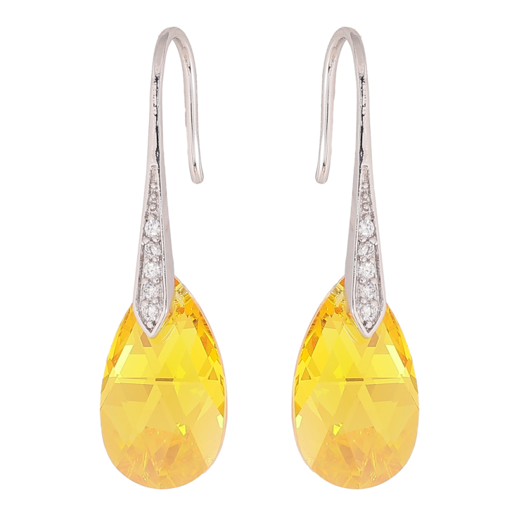 Сережки Xuping колір Родій з кристалами Swarovski французький замок «Кристали Sunflower» фото №2 Сережки Xuping колір Родій з кристалами Swarovski французький замок «Кристали Sunflower» фото №2