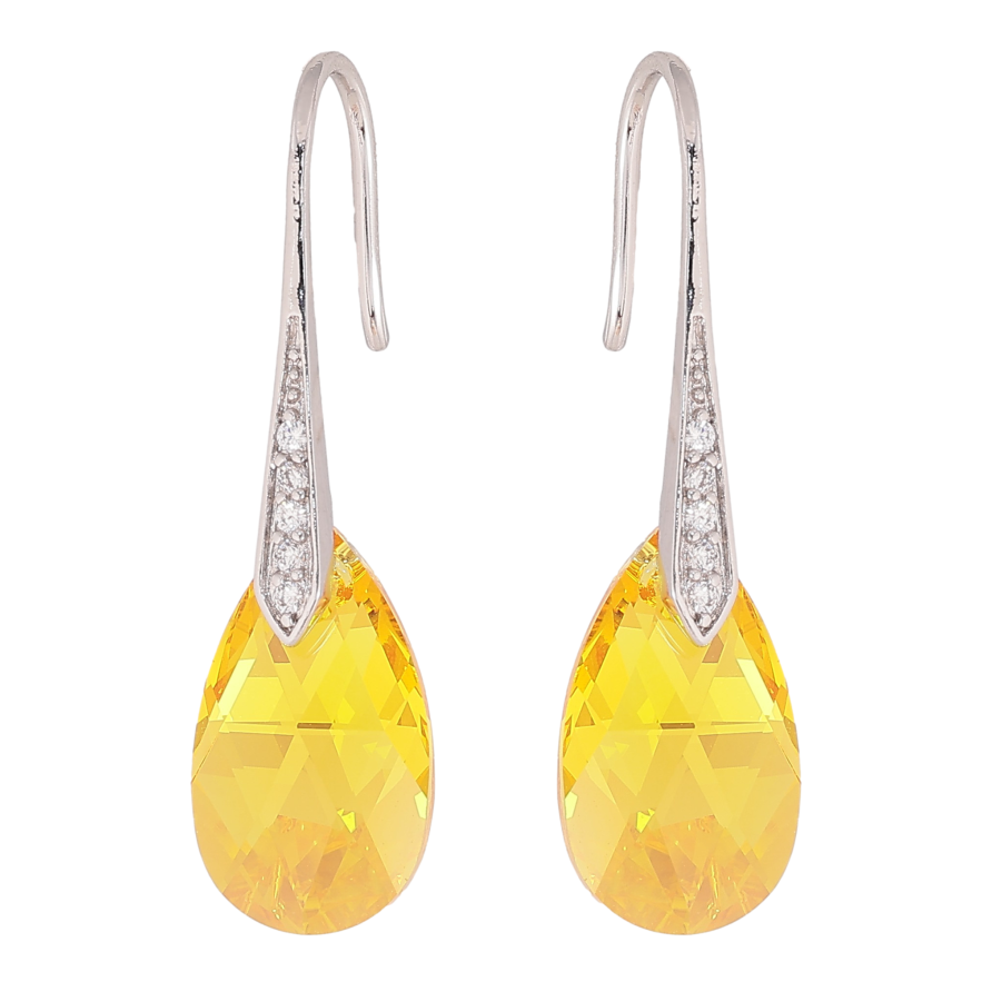 Сережки Xuping колір Родій з кристалами Swarovski французький замок «Кристали Sunflower» фото №1 Сережки Xuping колір Родій з кристалами Swarovski французький замок «Кристали Sunflower» фото №1