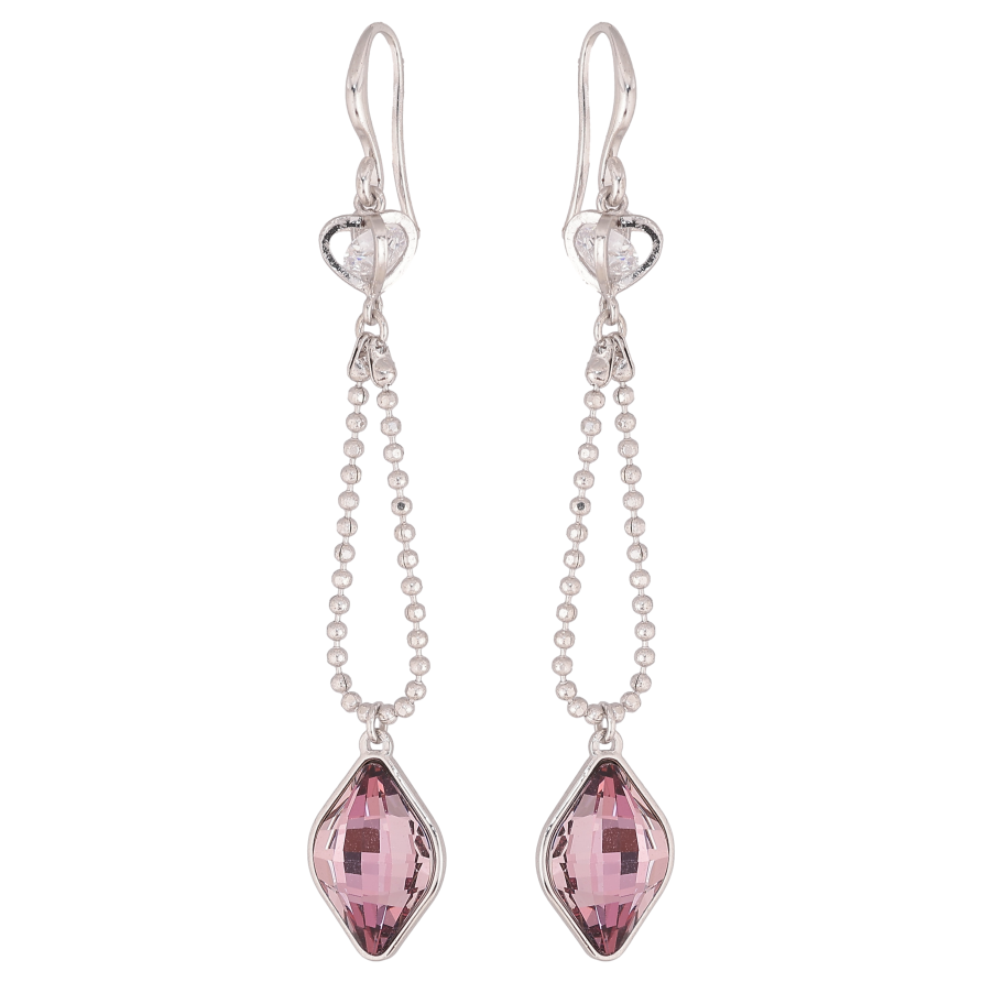 Сережки Xuping колір Родій з кристалами Swarovski французький замок "Ланцюжок з кристалом Amethyst" фото №1