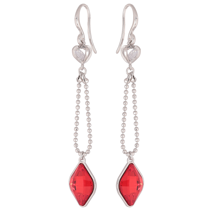 Сережки Xuping колір Родій з кристалами Swarovski французький замок «Ланцюжок з кристалом Siam» фото №16 Сережки Xuping колір Родій з кристалами Swarovski французький замок «Ланцюжок з кристалом Siam» фото №16