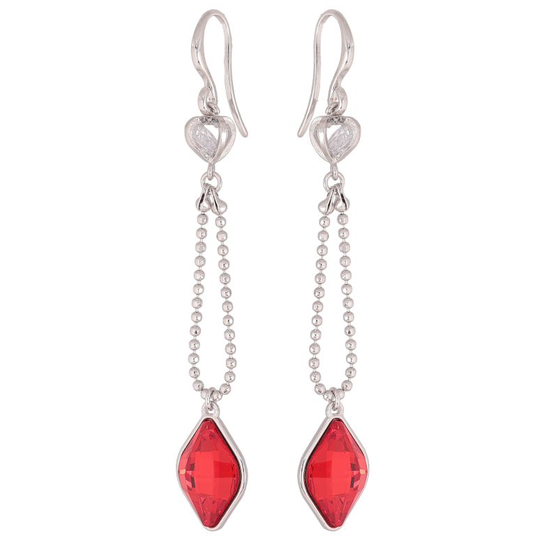 Сережки Xuping колір Родій з кристалами Swarovski французький замок «Ланцюжок з кристалом Siam» фото №1 Сережки Xuping колір Родій з кристалами Swarovski французький замок «Ланцюжок з кристалом Siam» фото №1