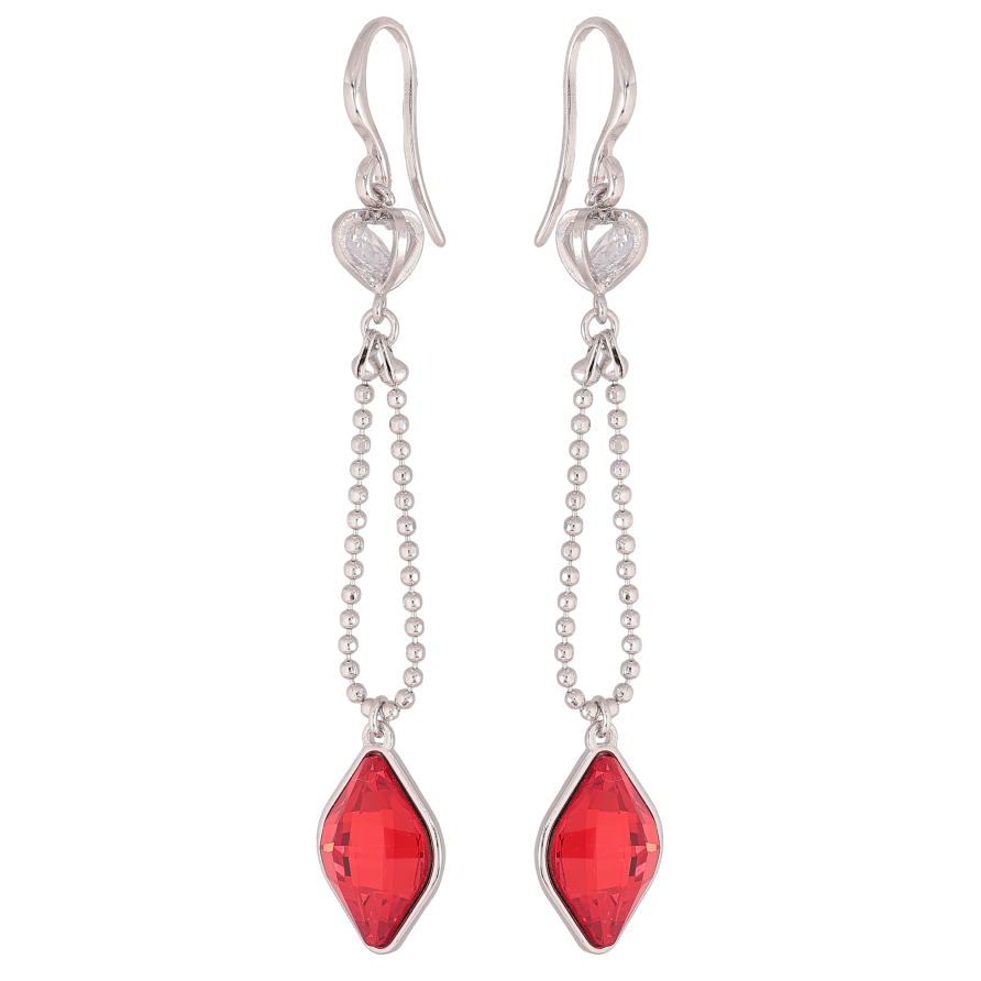 Сережки Xuping колір Родій з кристалами Swarovski французький замок «Ланцюжок з кристалом Siam» фото №1