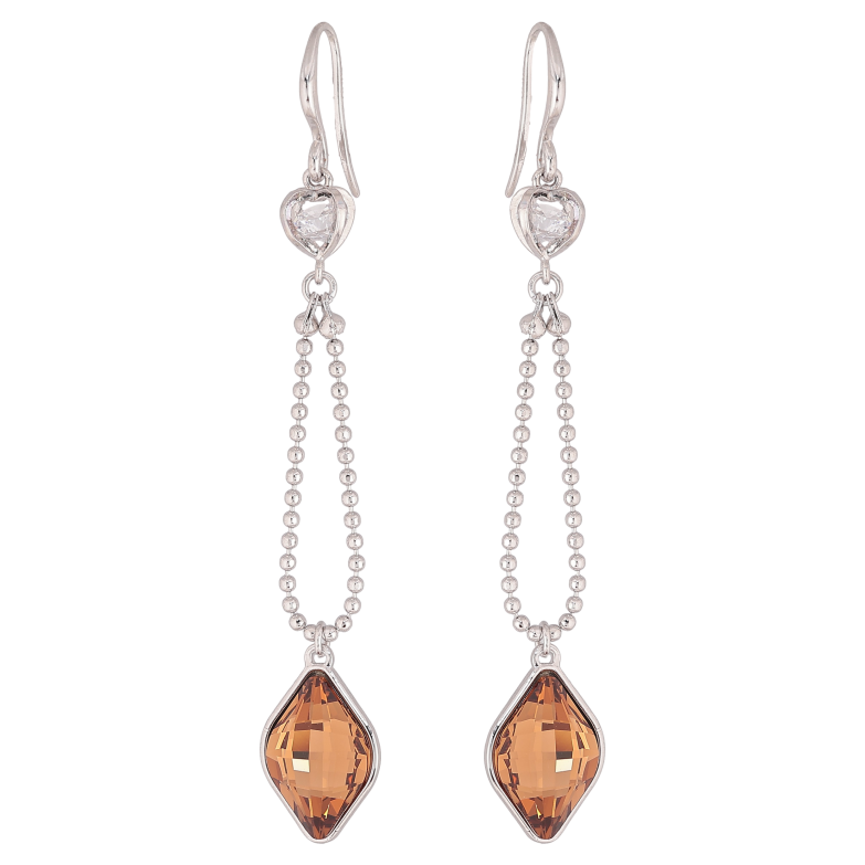 Сережки Xuping колір Родій з кристалами Swarovski французький замок «Ланцюжок з кристалом Topaz» фото №1