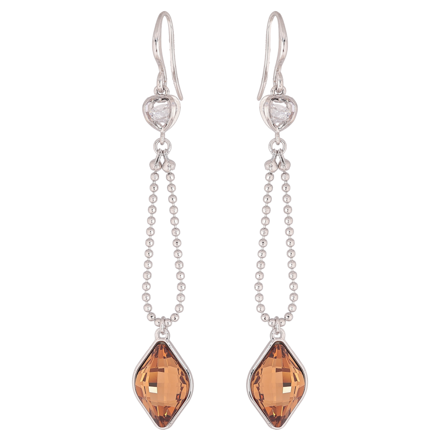 Сережки Xuping колір Родій з кристалами Swarovski французький замок «Ланцюжок з кристалом Topaz» фото №1