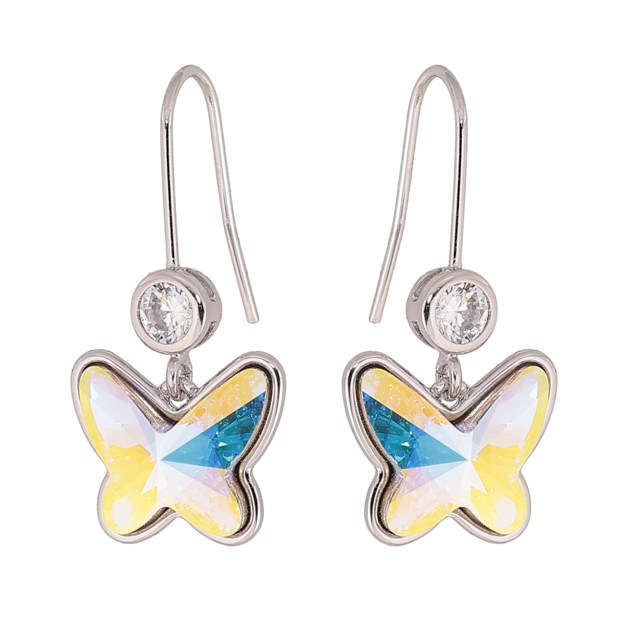 Сережки Xuping колір Родій з кристалами Swarovski французький замок «Метелик кристал АВ» фото №1 Сережки Xuping колір Родій з кристалами Swarovski французький замок «Метелик кристал АВ» фото №1