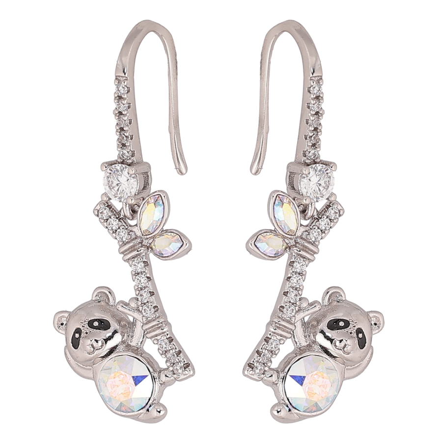 Сережки Xuping колір Родій з кристалами Swarovski французький замок "Панди з кристалами АВ" фото №1