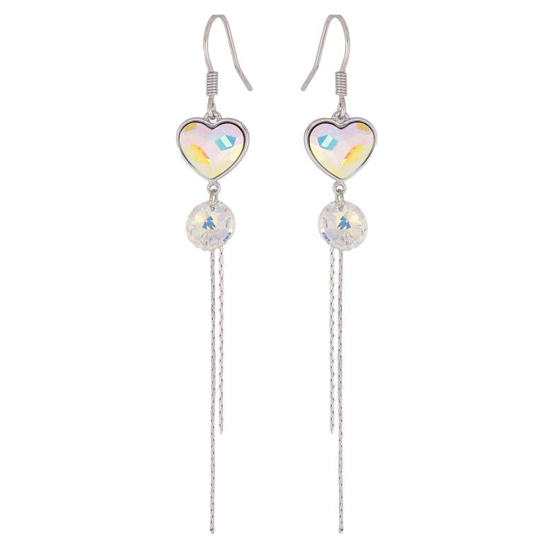 Сережки Xuping колір Родій з кристалами Swarovski французький замок "Романтичні підвіски з кристалами АВ" фото №1