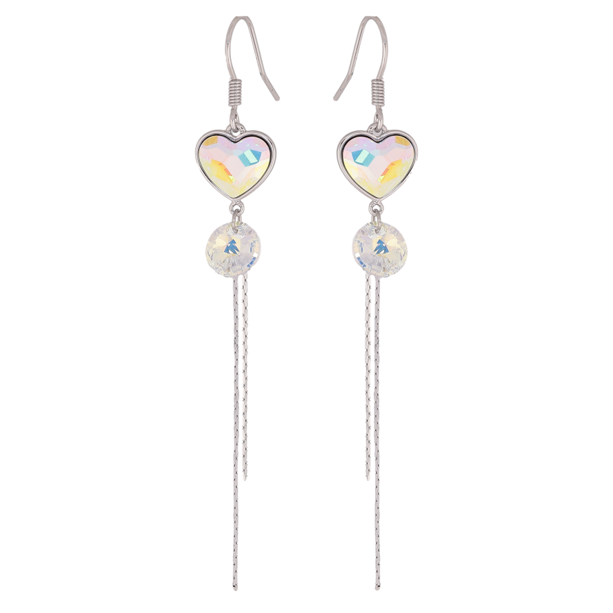 Сережки Xuping колір Родій з кристалами Swarovski французький замок "Романтичні підвіски з кристалами АВ" фото №1