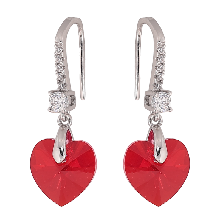 Сережки Xuping колір Родій з кристалами Swarovski французький замок "Серця Siam" фото №10 Сережки Xuping колір Родій з кристалами Swarovski французький замок "Серця Siam" фото №10