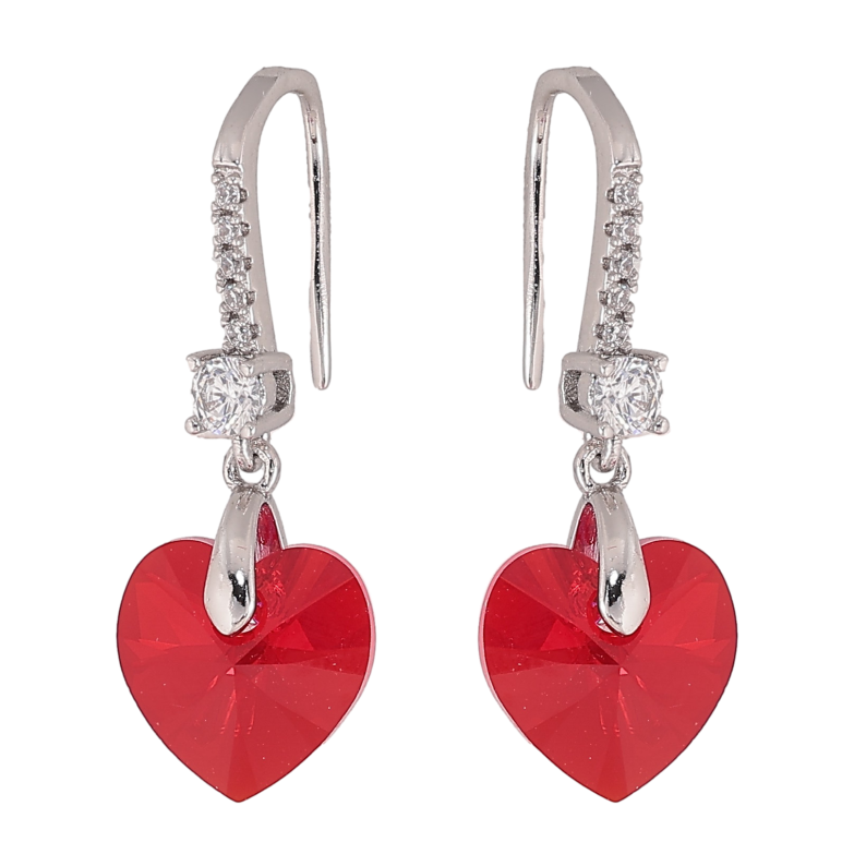 Серьги Xuping цвет Родий с кристаллами Swarovski французский замок "Сердца Siam" фото №1 Серьги Xuping цвет Родий с кристаллами Swarovski французский замок "Сердца Siam" фото №1