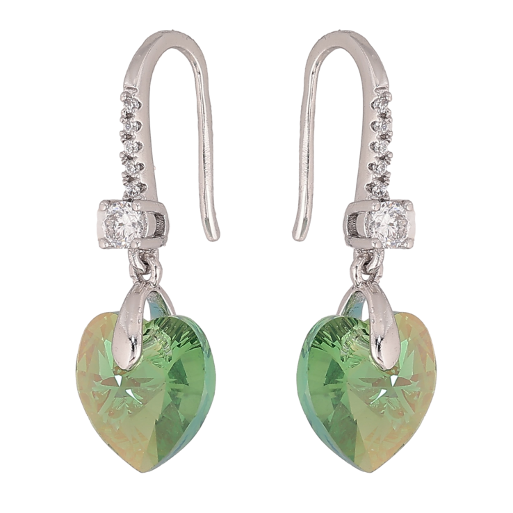 Сережки Xuping колір Родій з кристалами Swarovski французький замок "Серця Peridot" фото №12 Сережки Xuping колір Родій з кристалами Swarovski французький замок "Серця Peridot" фото №12