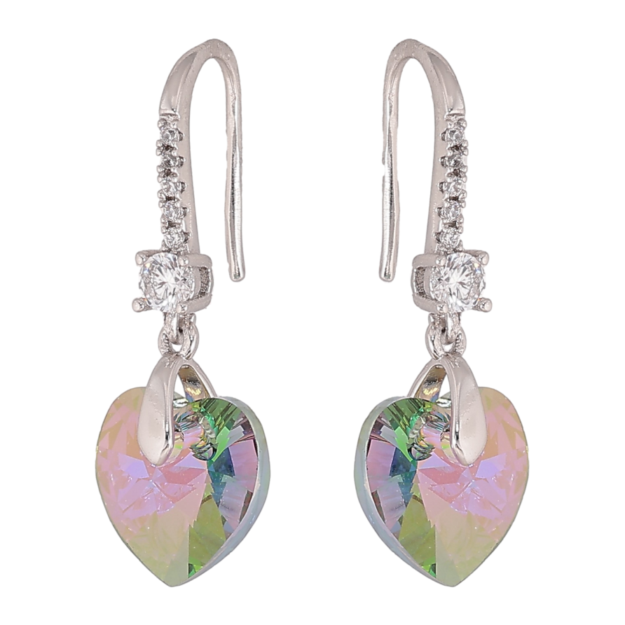 Сережки Xuping колір Родій з кристалами Swarovski французький замок "Серця Vitrail Light" фото №1