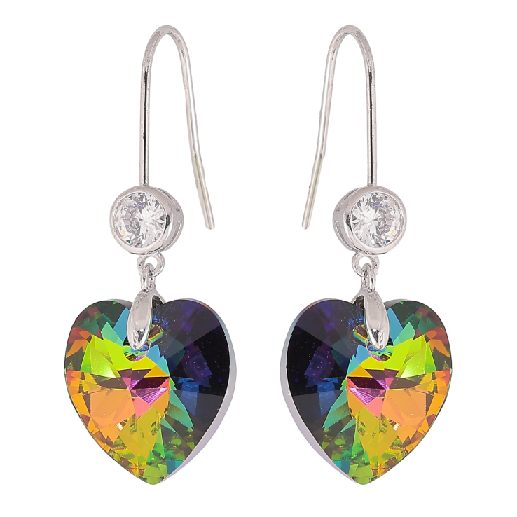 Сережки Xuping колір Родій з кристалами Swarovski на дужці "Кристал серце Vitrail Medium" фото №15 Сережки Xuping колір Родій з кристалами Swarovski на дужці "Кристал серце Vitrail Medium" фото №15