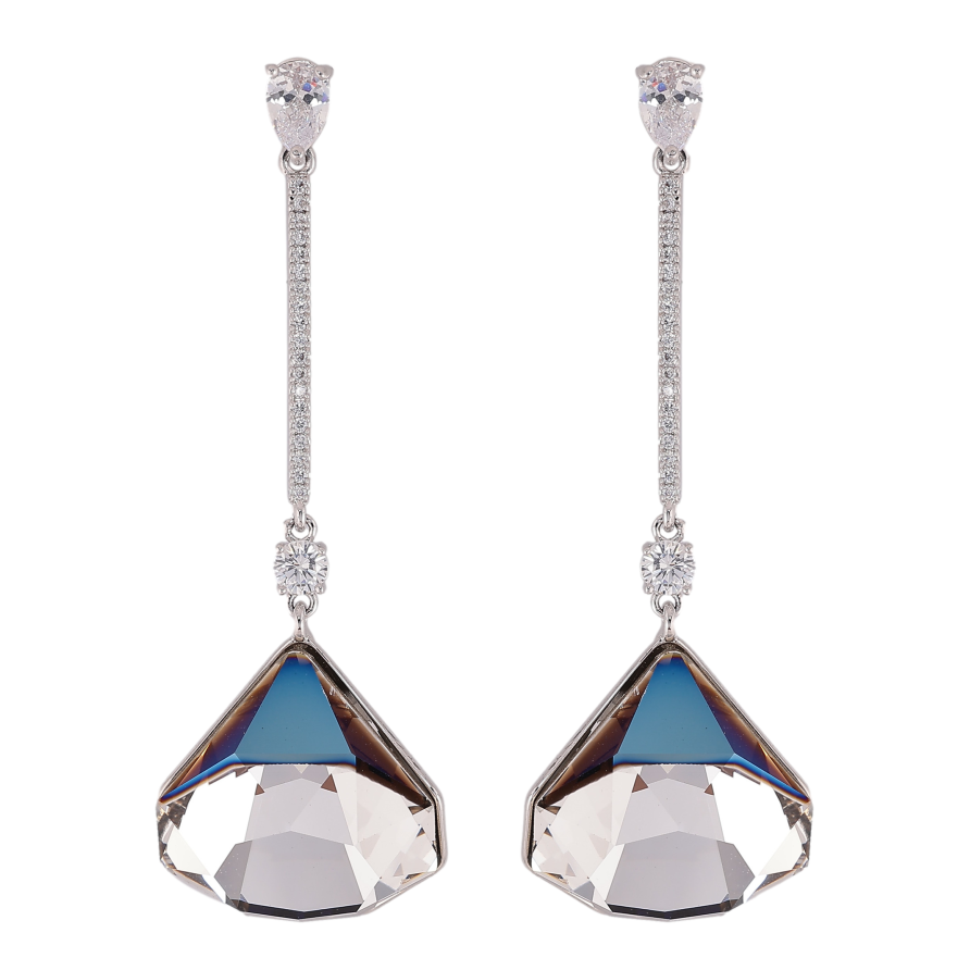 Сережки Xuping колір Родій з кристалами Swarovski пусети "Підвіски з кристалами Bermuda Blue" фото №1