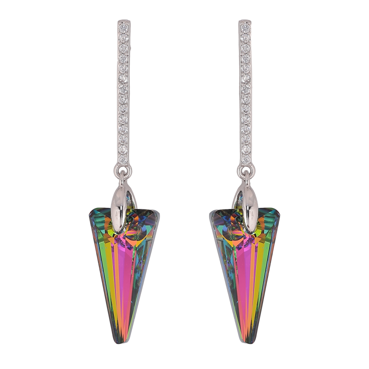 Сережки Xuping колір Родій з кристалами Swarovski пусети «Доріжки з кристалами Vitrail Medium» фото №18