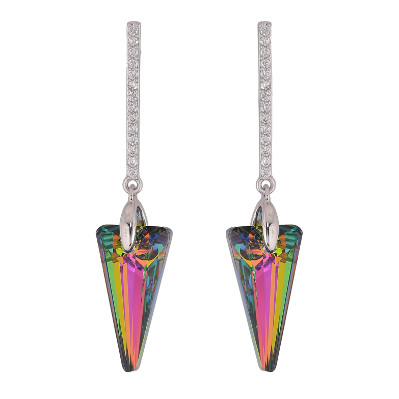 Сережки Xuping колір Родій з кристалами Swarovski пусети «Доріжки з кристалами Vitrail Medium» фото №1