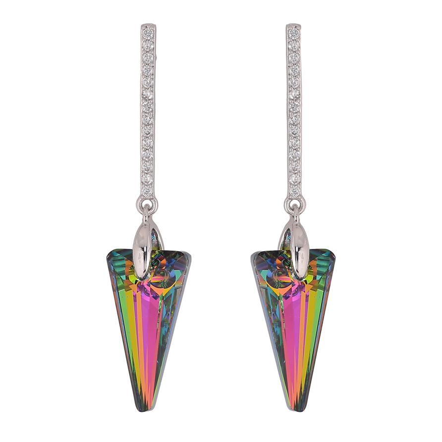 Сережки Xuping колір Родій з кристалами Swarovski пусети «Доріжки з кристалами Vitrail Medium» фото №1