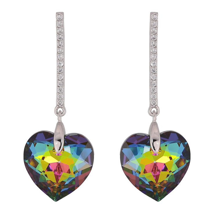 Сережки Xuping колір Родій з кристалами Swarovski пусети «Доріжки з кристальним серцем Vitrail Medium» фото №17