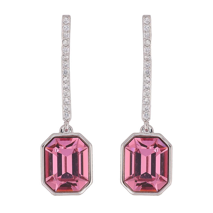 Сережки Xuping колір Родій з кристалами Swarovski пусети "Дорожка з кристалом Rose" фото №5 Сережки Xuping колір Родій з кристалами Swarovski пусети "Дорожка з кристалом Rose" фото №5