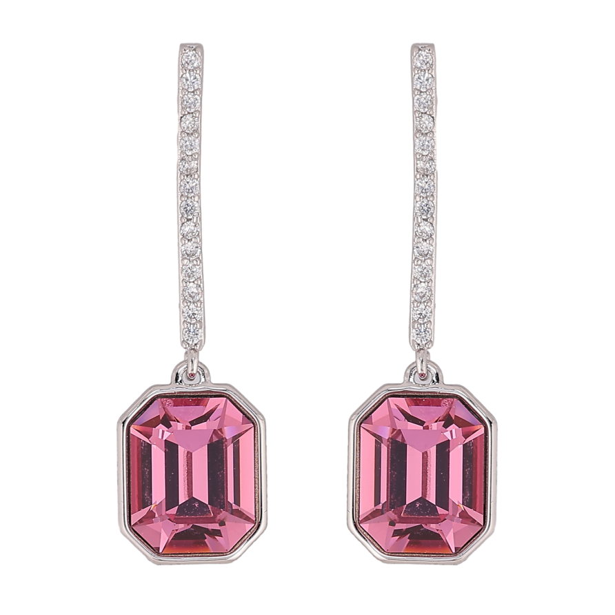 Сережки Xuping колір Родій з кристалами Swarovski пусети "Дорожка з кристалом Rose" фото №1