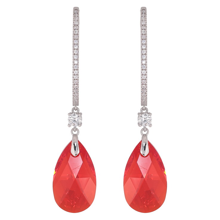 Сережки Xuping колір Родій з кристалами Swarovski пусети "Дуга кристальна з підвісками Siam" фото №22 Сережки Xuping колір Родій з кристалами Swarovski пусети "Дуга кристальна з підвісками Siam" фото №22