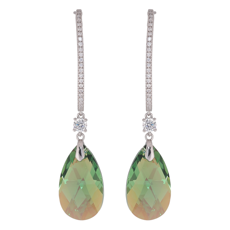 Сережки Xuping колір Родій з кристалами Swarovski пусети "Дуга кристальна з підвісками Luminous Green" фото №24 Сережки Xuping колір Родій з кристалами Swarovski пусети "Дуга кристальна з підвісками Luminous Green" фото №24