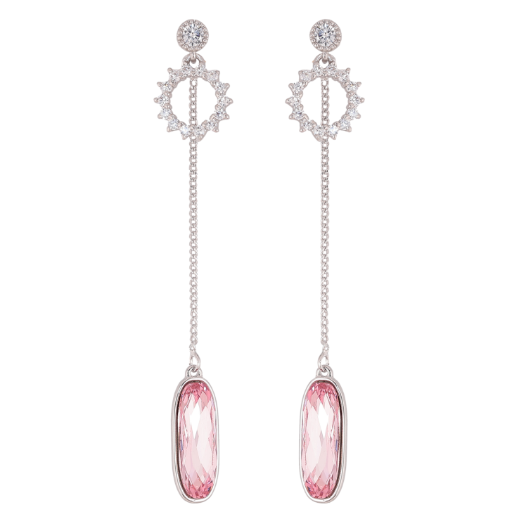 Сережки Xuping колір Родій з кристалами Swarovski пусети «Кільце з кристалом Rose на ланцюжку» фото №10 Сережки Xuping колір Родій з кристалами Swarovski пусети «Кільце з кристалом Rose на ланцюжку» фото №10