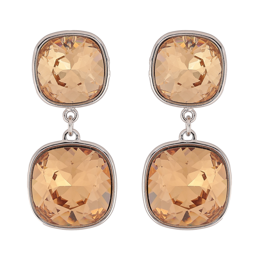 Сережки Xuping колір Родій з кристалами Swarovski пусети "Кристали ограновування подушечка Topaz" фото №1