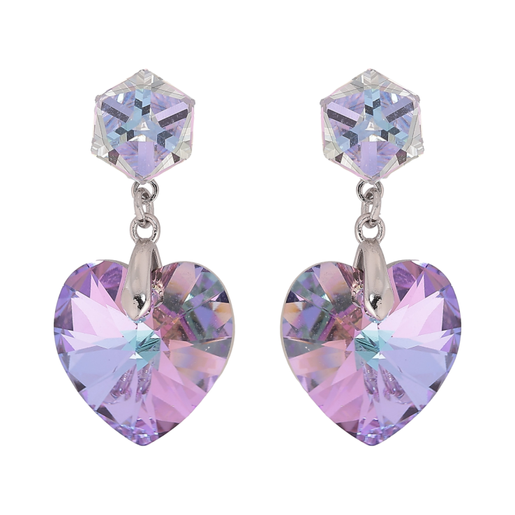 Сережки Xuping колір Родій з кристалами Swarovski пусети "Кубики з кристальними серцями Paradise Shine" фото №18