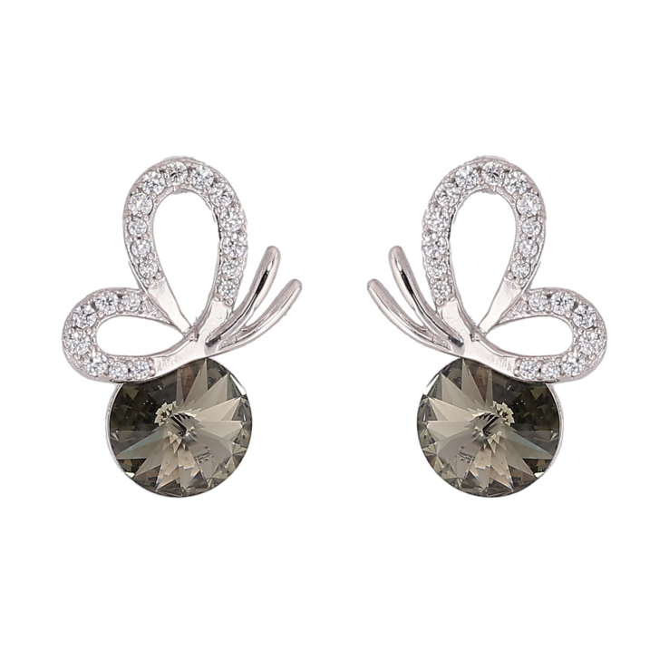 Сережки Xuping колір Родій з кристалами Swarovski пусети «Метелик із кристалом Silver Night» фото №6 Сережки Xuping колір Родій з кристалами Swarovski пусети «Метелик із кристалом Silver Night» фото №6