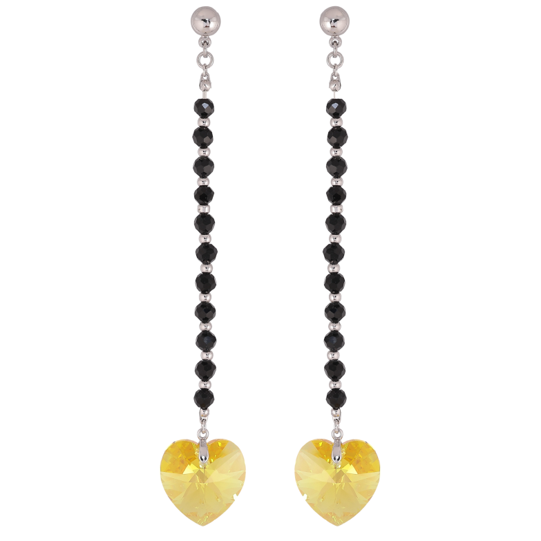 Серьги Xuping цвет Родий с кристаллами Swarovski пусеты "Подвески из черных бусин с кристаллами Sunflower" фото №1