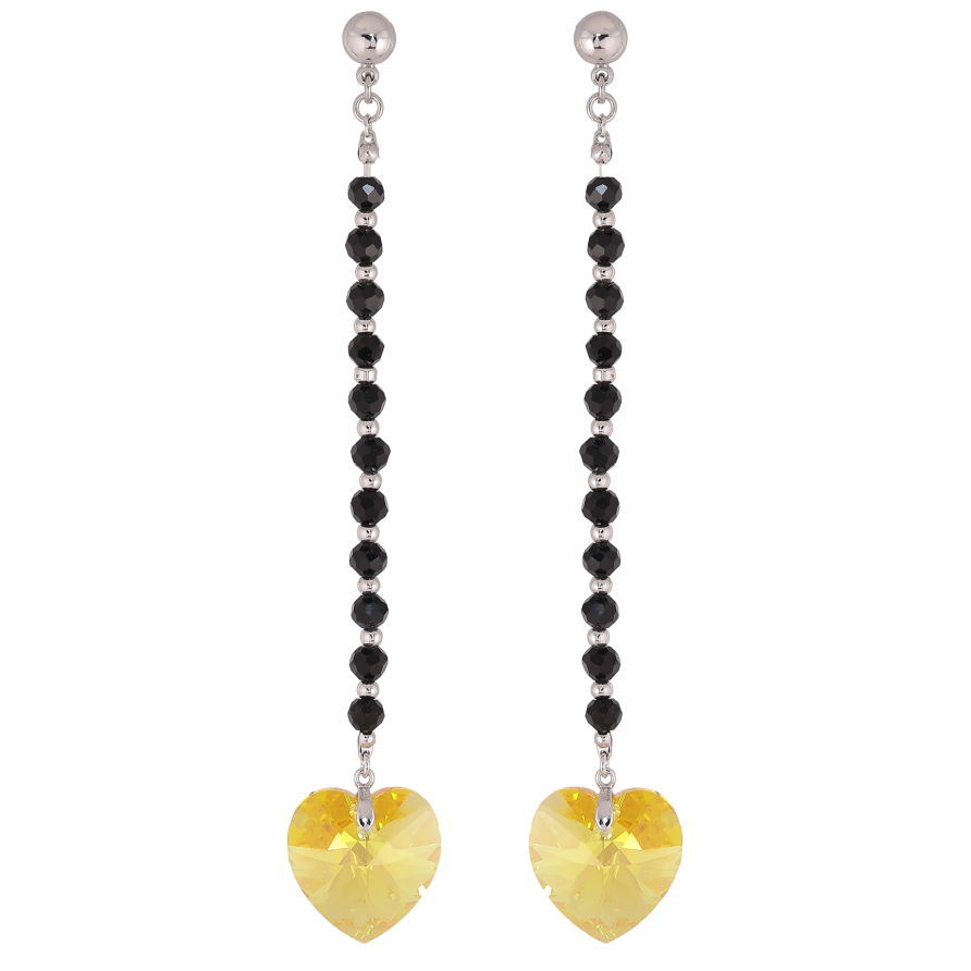 Сережки Xuping колір Родій з кристалами Swarovski пусети «Підвіски з чорних намистин із кристалами Sunflower» фото №1